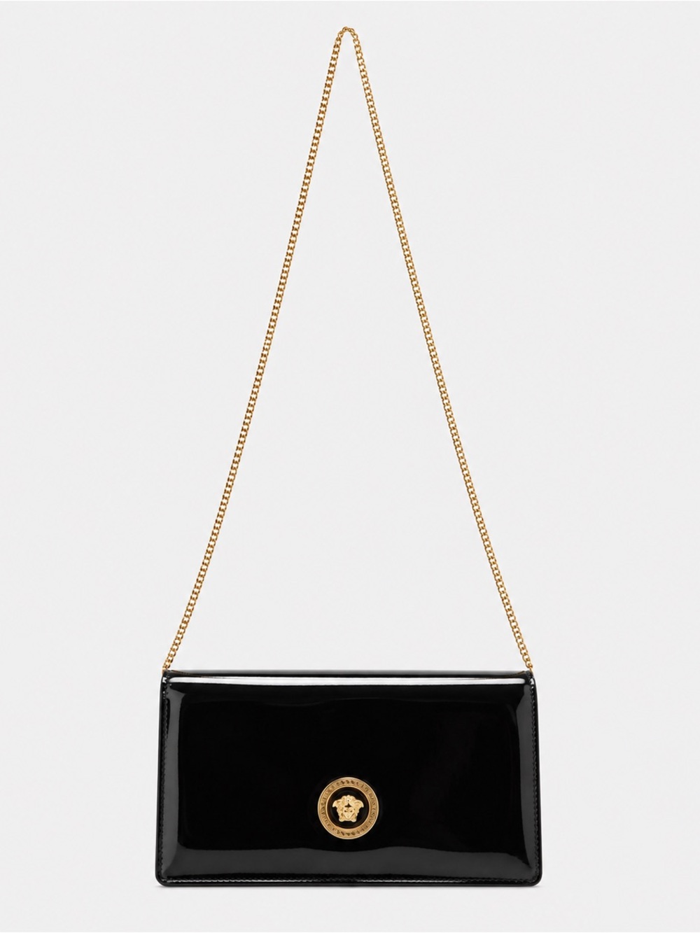 Versace Black and Gold Medusa Patent Leather Bag NWT